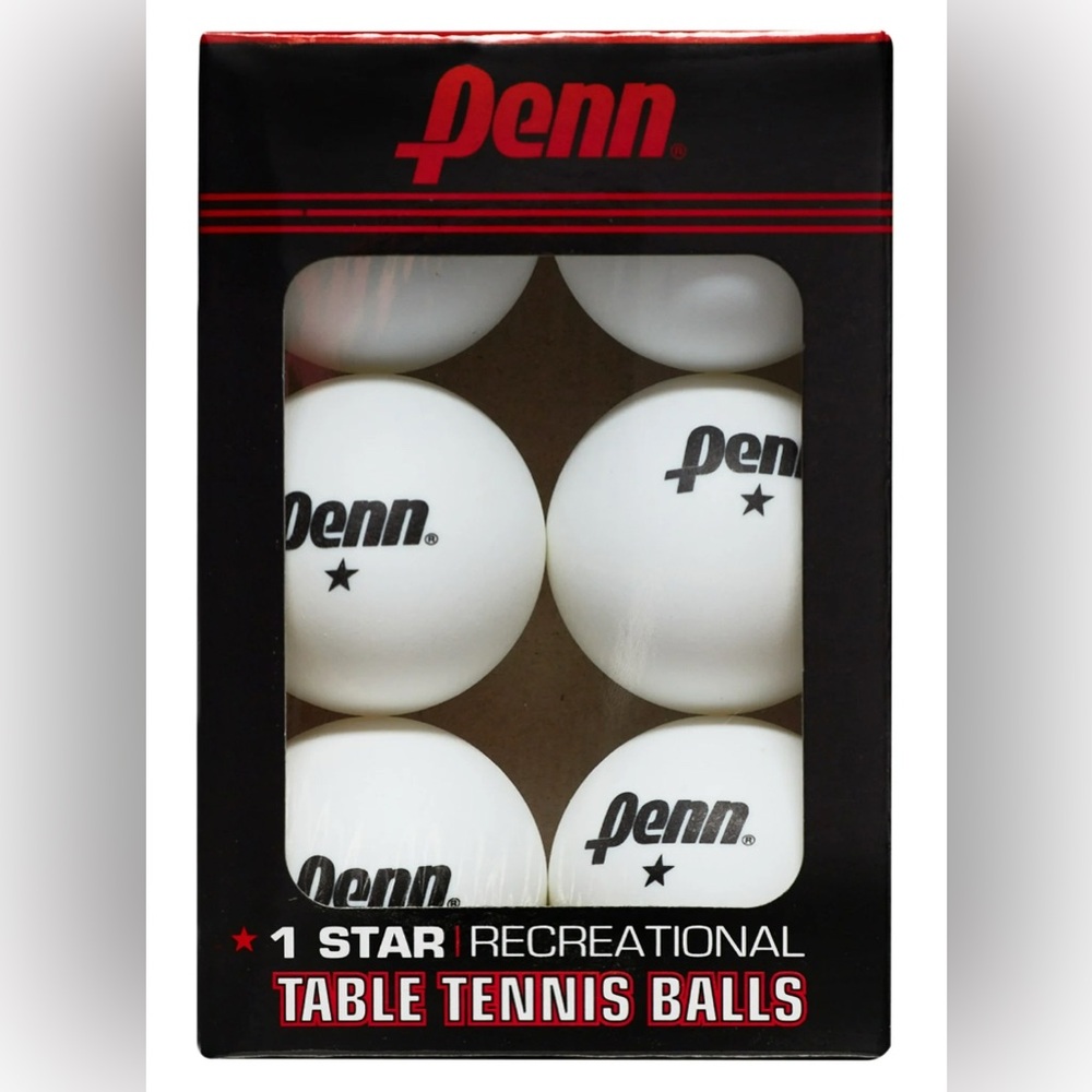 Penn 40mm 1-Star White Table Tennis Balls Box of 6 Ping Pong Balls 2 boxes NEW